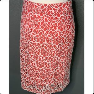 Pink and White Floral Lace Pencil Skirt- Size 4/Small